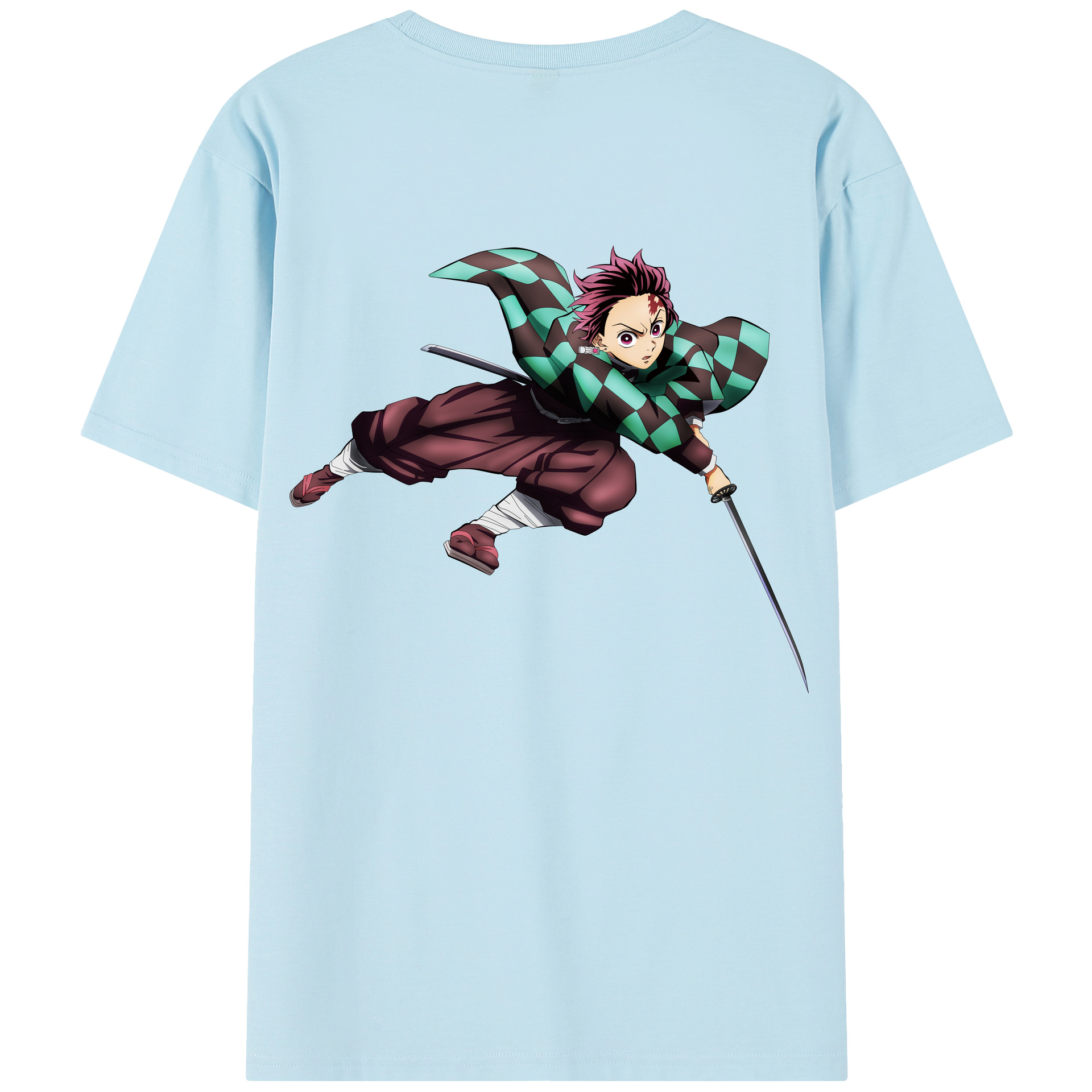 （画像用） 鬼滅の刃 竈門 炭治郎／かまど たんじろう Kamado Tanjirou 綿100％半袖Tシャツ（背面プリント）